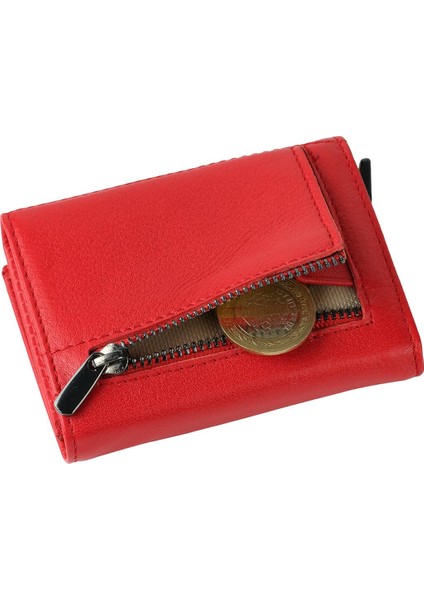 Kırmızı Bozuk Para Bölmeli Fermuarlı Deri Mekanizmalı Kartlık Cüzdan indirimleri