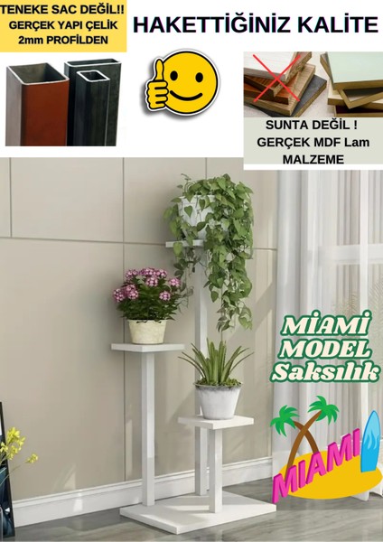 Miami Model Çok Katlı Metal Saksı Çiçek Bitki 3 Kat Stand (1 ADET FİYATI) Salon Oturma Balkon