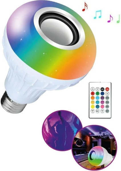 Bluetooth Hoparlör Rgb LED Lamba Uzaktan Kumandalı Ampul Çok Renkli