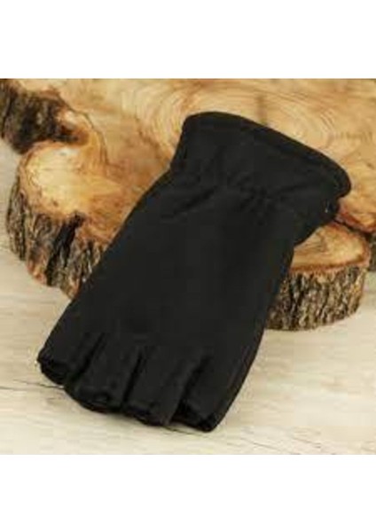 Şık Siyah Kesik Polar Eldiven Unisex, rahat ve sıcak tutar