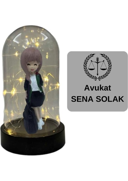 Kadın Avukat Figürlü Işıklı Isimli Fanus Avukat Hediye