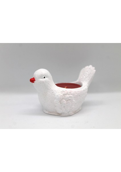 Adet Beyaz Parlak Kuş Mumluk-Dekoratif Hediye-Dekoratif Mumluk El Yapımı-Tealight Tutucu-Küçük