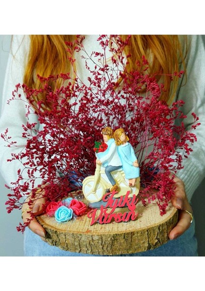 Sevgiliye Hediye Dekoratif Çiçekli Kütük Hediyelik