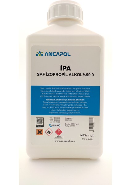 1 Litre %99,9 Saf Ipa Izo Propil Alkol Temzilik Solventi (Izopropanol)