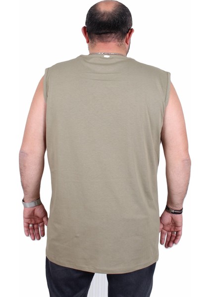 Büyük Beden Baskılı Kolsuz Tişört Break Limits 25153 Hakı modelleri