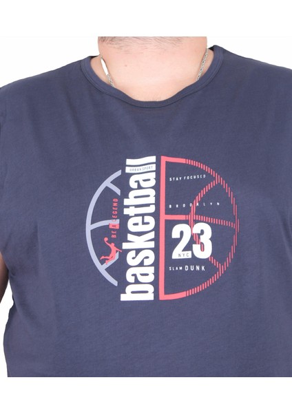 Büyük Beden Baskılı Kolsuz Tişört Basketball 25150 Lacıvert fiyatları