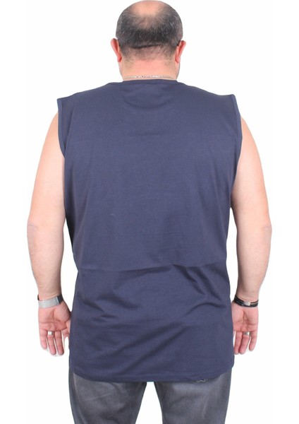 Büyük Beden Baskılı Kolsuz Tişört Basketball 25150 Lacıvert modelleri