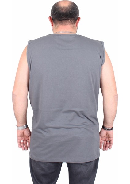 Büyük Beden Baskılı Kolsuz Tişört Denim 25154 Fume modelleri