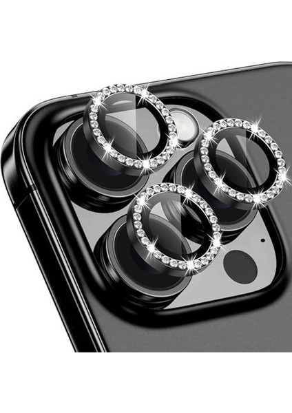 Apple iPhone 16 Pro / 16 Pro Max Uyumlu Kristal Taşlı Kamera Lens Koruyucu
