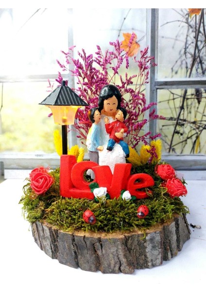 Sevgiliye Hediye Dekoratif Çiçekli Kütük Hediyelik