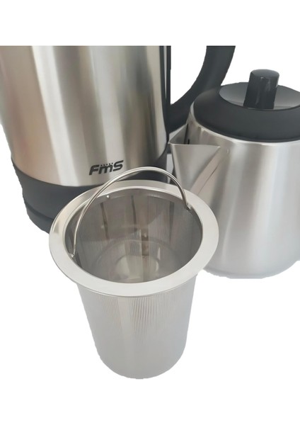 Elektrikli Çaysever 2 In 1 Çelik Su Isıtıcı Çay Makinesi Inox Gri fiyatları