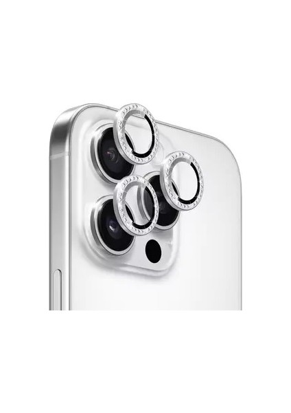 Apple iPhone 16 Pro / 16 Pro Max Uyumlu Kristal Taşlı Kamera Lens Koruyucu