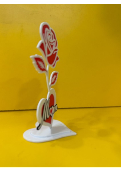 Anneler Gününe Özel Gül Desenli Mom Yazılı Biblo