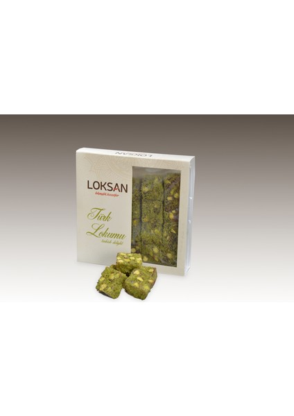 Toz Antep Fıstık Kaplamalı Nar Aromalı Antep Fıstıklı Lokum 300 gr (Fıstık Resitali)