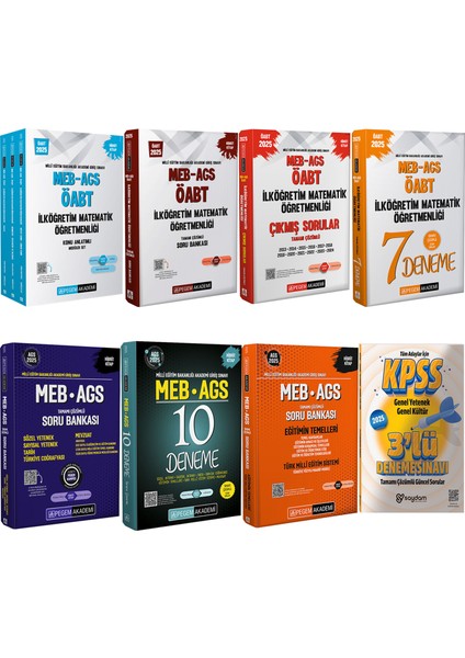 2025 Meb-Ags İlköğretim Matematik Konu / Soru / 10+7 Deneme / Çıkmış Sorular (Mevzuat / Sözel S.Yetenek)