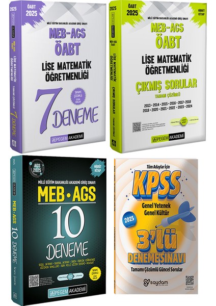 2025 Meb-Ags Öabt Lise Matematik Çözümlü 7 Deneme / Çıkmış Sorular / Ags Çözümlü 10 Deneme