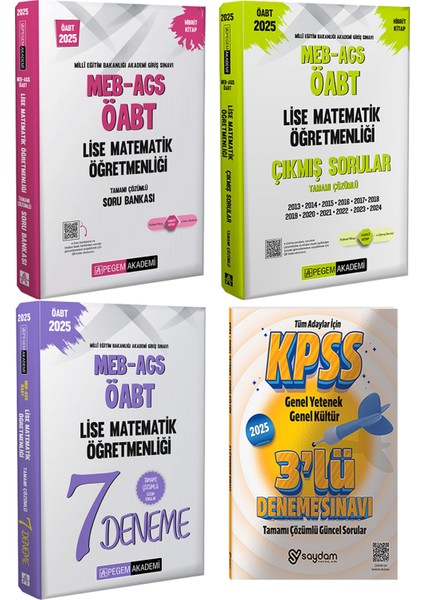 2025 Meb-Ags Öabt Lise Matematik Çözümlü Soru Bankası / Çözümlü 7 Deneme / Çıkmış Sorular