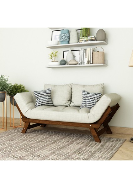 Fonksiyonel Yataklı Otantik Doğal Ahşap Kanepe Ceviz Renk