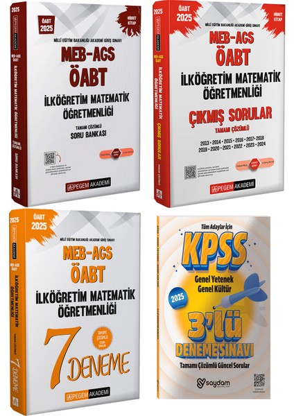 2025 Meb-Ags Öabt İlköğretim Matematik Çözümlü Soru Bankası / Çözümlü 7 Deneme / Çıkmış Sorular / 3 Deneme