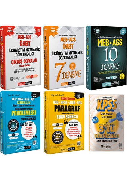 2025 Meb-Ags İlköğretim Matematik 7 Deneme / Çıkmış Sorular / Paragraf / Akıl Yürütme / Ags 10 Deneme