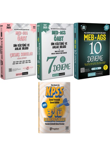2025 Meb-Ags Öabt Din Kültürü Çözümlü 7 Deneme / Çıkmış Sorular / Ags Çözümlü 10 Deneme / 3 Deneme