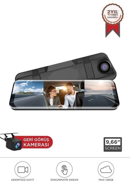 M9/9903 Araç Içi 9.6inç Dokunmatik Dikiz Ayna Wifi Gece Görüşü Ön Iç ve Arka Araç Kamerası