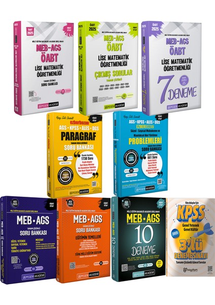 2025 Meb-Ags Öabt Lise Matematik Soru Bankası / 10+7deneme / Çıkmış Sorular (Mevzuat) Paragraf / Akılyürütme