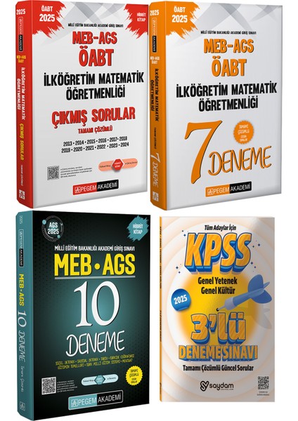 2025 Meb-Ags Öabt İlköğretim Matematik Çözümlü 7 Deneme / Çıkmış Sorular / Ags Çözümlü 10 Deneme / 3 Deneme