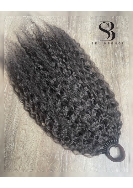 Rus Afro Dalgası Lastikli At Kuyruğu Saç Tokası - Koyu Kahve