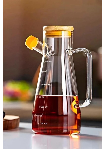 900 ml Bambu Kapaklı Cam Yağdanlık Borosilikat Sızdırmaz Yağlık Sirkelik Yağ Şişesi Sosluk modelleri