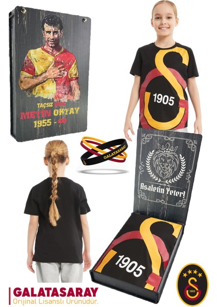 Orijinal Lisanslı Büyük Logo Çocuk T-Shirt + Bileklik Set Hediyelik Ahşap Kutulu