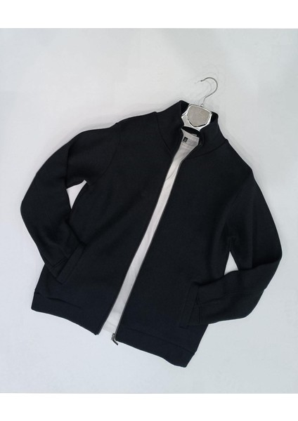 Baros Slim Fit Erkek Fermuarlı Triko Ceket