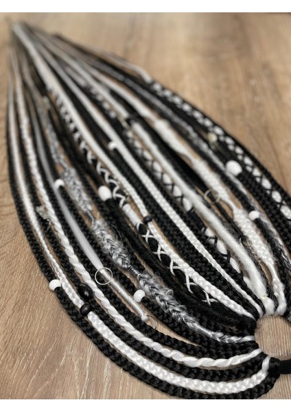 Rasta Mix Afrika Örgü Toka 25'li 50CM - Siyah & Beyaz (Taraftar) fiyatları