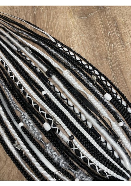 Rasta Mix Afrika Örgü Toka 25'li 50CM - Siyah & Beyaz (Taraftar) modelleri