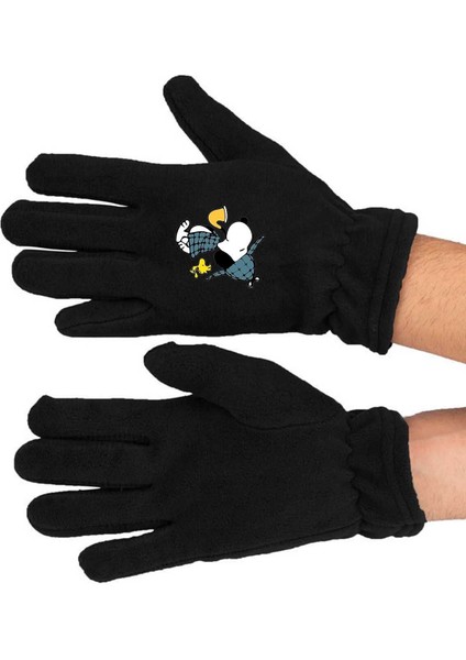 Siyah Uzun Polar Eldiven, Konforlu ve Şık, Pamuklu Örme Malzeme