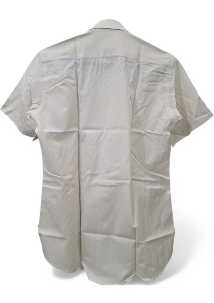 BEJ, KENDİNDEN DESENLİ PAMUK M BEDEN SLİM FİT ERKEK KISA KOLLU GÖMLEK indirimleri