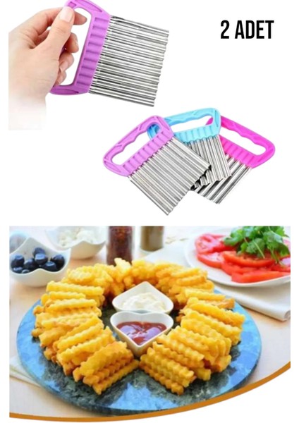 ( 2 Adet ) Meyve ve Sebze Dilimleyici | Şekilli Meyve Sebze Dilimleyici Chips Chopper