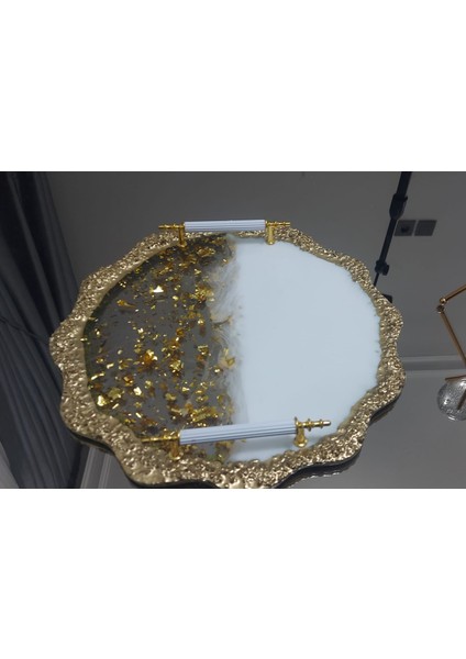 Tepsi Epoksi El Yapımı Gold