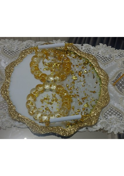 Tepsi Epoksi El Yapımı Gold