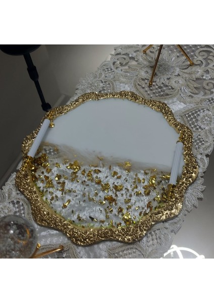Tepsi Epoksi El Yapımı Gold