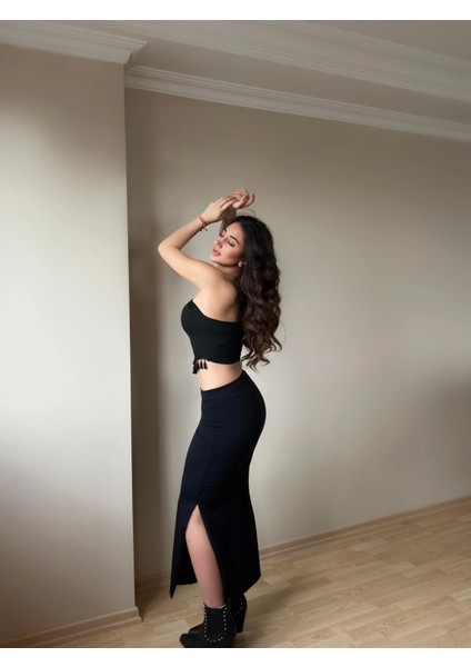 Siyah Püskül Detay Bluz fırsatları
