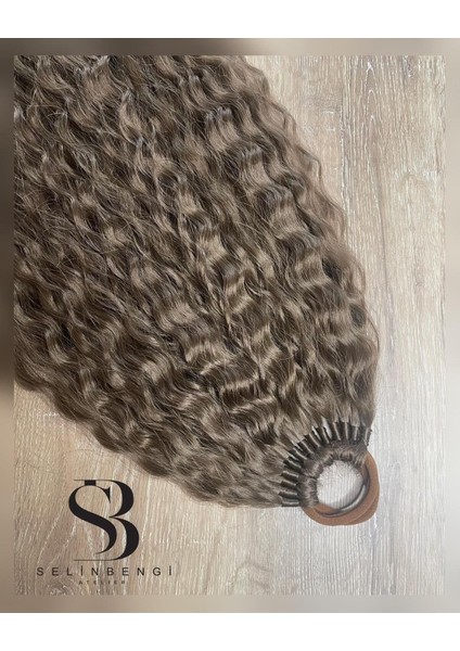 Rus Afro Dalgası Lastikli At Kuyruğu Saç Tokası - Koyu Kumral fiyatları