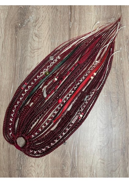 25 Uçlu Rasta Mix Afrika Örgülü Toka - Kızıl & Koyu Kızıl