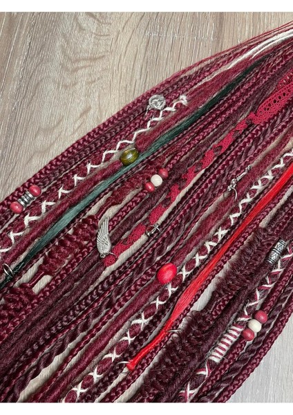 25 Uçlu Rasta Mix Afrika Örgülü Toka - Kızıl & Koyu Kızıl fiyatları