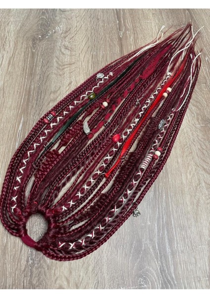 25 Uçlu Rasta Mix Afrika Örgülü Toka - Kızıl & Koyu Kızıl modelleri