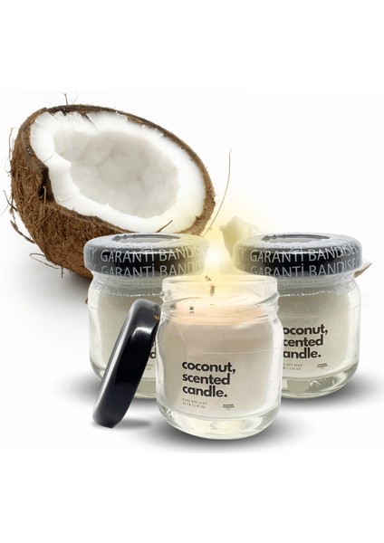 Hindistan Cevizi Kokulu Soya Mum 3 Adet 40 gr - Coconut Scented Soy Wax Candle