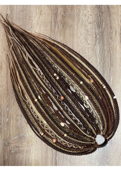 Rasta Mix Afrika Örgü Toka 35LI - Koyu Kahverengi & Kahverengi & Karamel & Bal Köpüğü