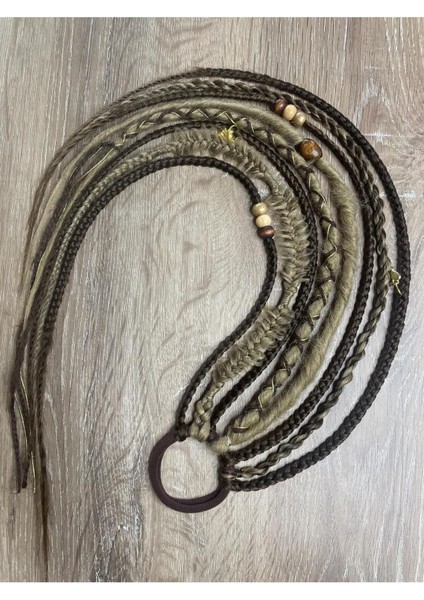 Rasta Mix Afrika Örgü Toka 8'li 50CM - Koyu Kumral & Açık Küllü Kumral