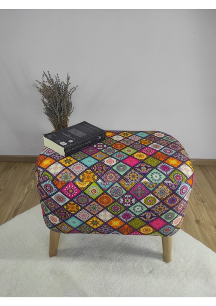 Renkli Ahşap Ayaklı Oval Puf, Kapı Önü Pufu, Ayakucu Pufu ,dijitaldesenpuf,makyaj Pufu fiyatları