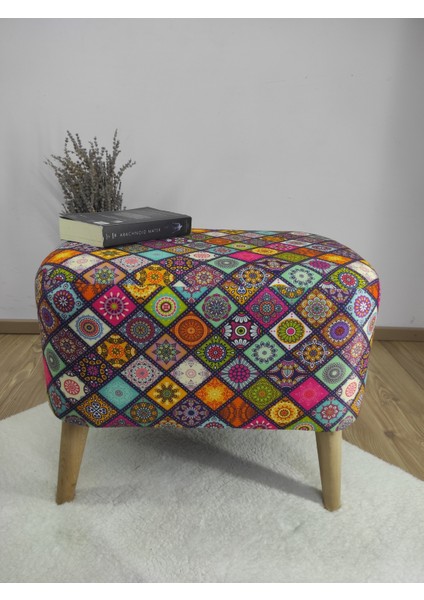 Renkli Ahşap Ayaklı Oval Puf, Kapı Önü Pufu, Ayakucu Pufu ,dijitaldesenpuf,makyaj Pufu fırsatları